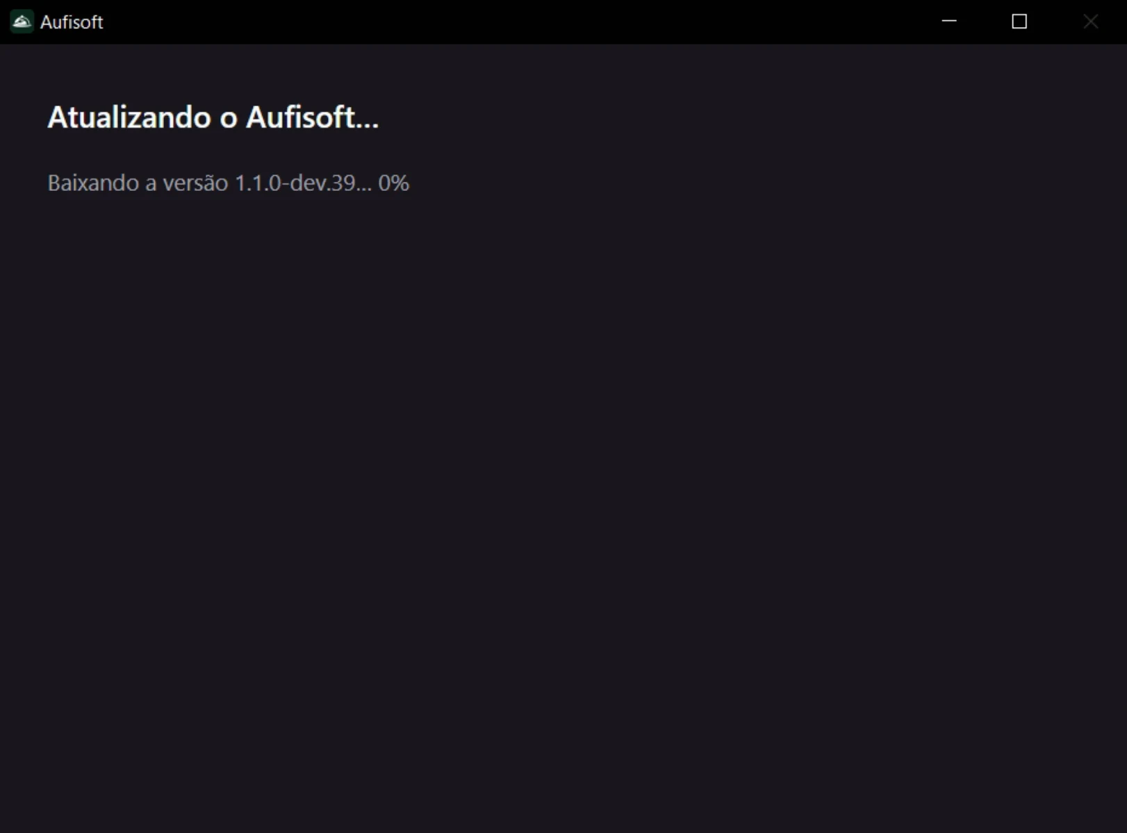 A tela Atualizando o Aufisoft, com o andamento do download