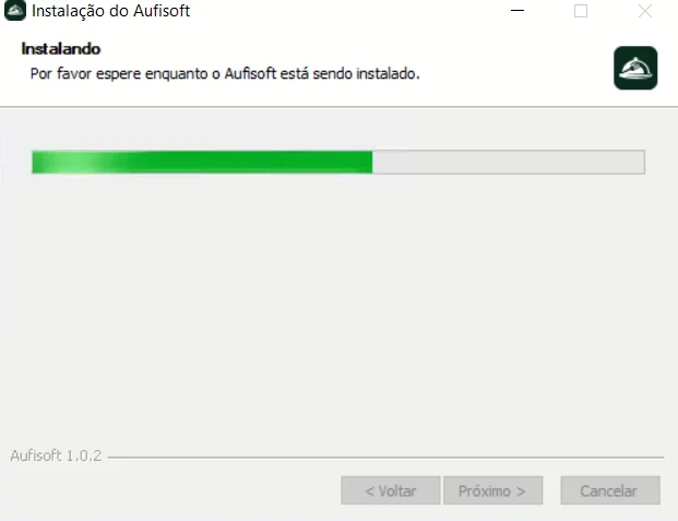 A barra de progresso da instalação